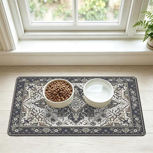 Pet Feeding Mat for Floors Waterproof Dog Mat for Food and Water Absorbent Quick Dry Non Slip mat for Cat Bowls