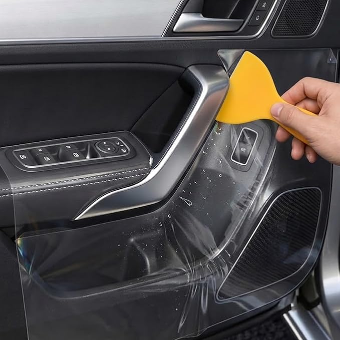 9.84Ft x 7.87" Car Door Protector,Clear Car Door Sill Protector Kit to Avoid Dog Scratches and Dirt,Self-Adhesive Protective Film as Cars Doors Edge Guards Include Scraper/Knife/Towel