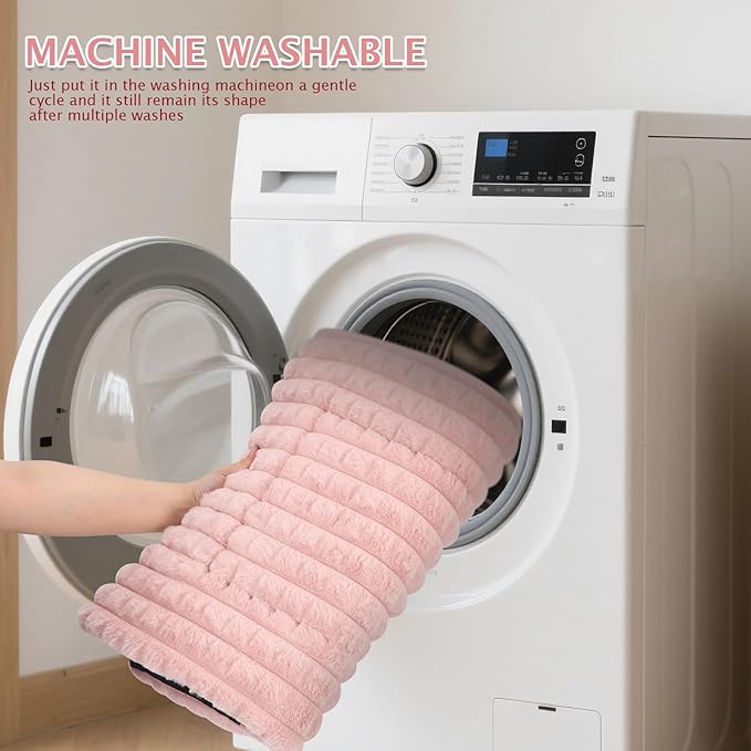 BVAGSS Dog Bed Washable Crate Mattress,Anti-Slip Memory Foam Soft Warm Pet Cushion for Small Medium Dogs, Calming Fluffy Sleeping Kennel Pad XH082 (39''x28'',Pink)