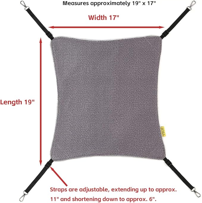 Cat Hammock Hanging for Cage Crate, Adjustable Soft Large Pet Bed- Holds 30lb for Ferret & Kitten