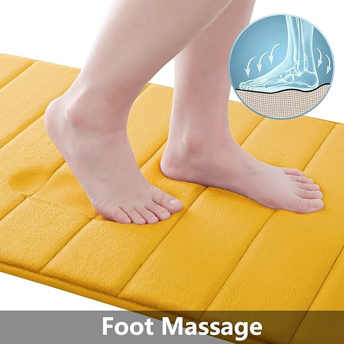 Buganda Memory Foam Bath Mat, 47" x 24", Ultra Soft and Non-Slip Bathroom Rugs, Water Absorbent and Machine Washable Bath Rug Runner for Bathroom, Shower, and Tub, Yellow