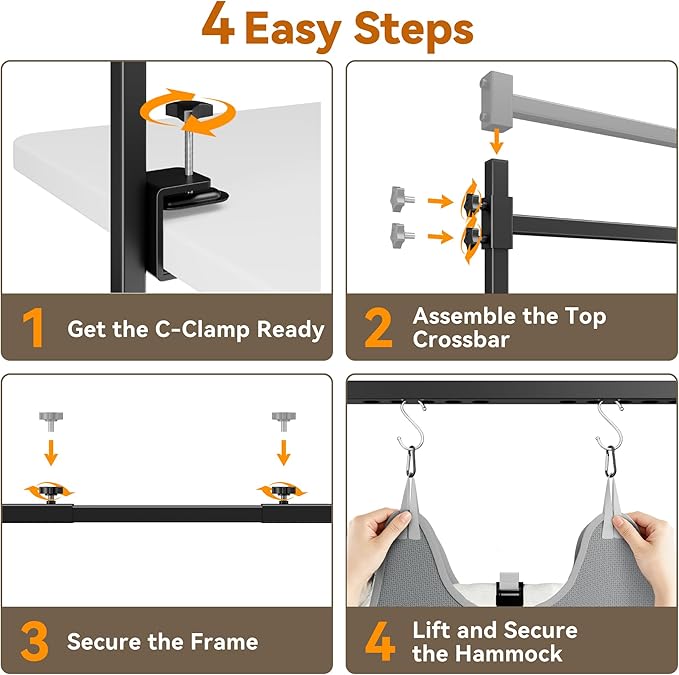 Dog Grooming Arm for Table, S Size, Adjustable 42" Height & 31"–43" Width, H-Shape Stable Grooming Stand, Clamp Fits up to 2.76", with Hammock & 2 Nooses for Home Grooming & Nail Trimming