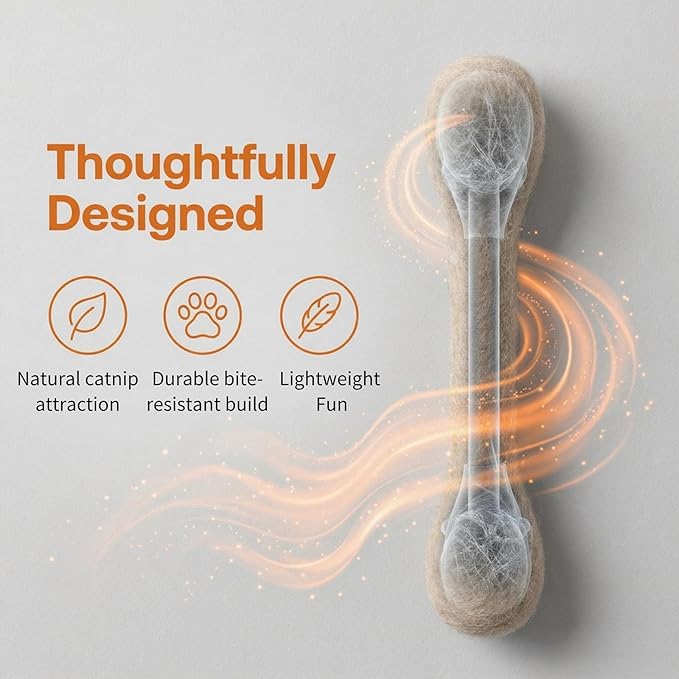 Cotton Swabs Cat Toys with Catnip,6 Pk Soft Interactive Giant Q Tip Cat Toy,Durable for Chew, Organic Catnip for Anxiety & as Digestive Aid,The Ideal Gift for cat Lovers(Beige 6-Pack)