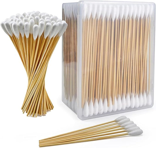 300PCS Large Cotton Swabs in Storage Box, 6 Inch Dog Ear Swabs with Bamboo Handle for Dogs - Soft Cotton, Gentle and Lint-Free, Specially Designed for Dogs, (Large)