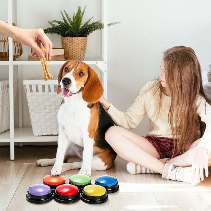 Youeon 6 Pack Voice Recording Button, 6 Colors Dog Buttons for Communication Pet Training Buzzer, 30 Seconds Record & Playback, Funny Record Buttons for Pet, Classroom, Office, Home
