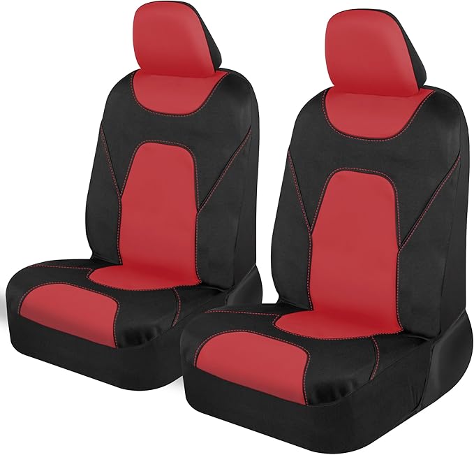 Motor Trend AquaShield Waterproof Front Seat Covers, Red Seat Covers for Cars – Neoprene Front Car Seats Cover, SUV Seat Covers Protector - Car Interior Cover for Auto, Trucks, & Dog Owners