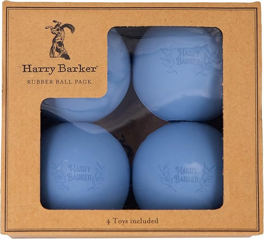 Harry Barker Natural Rubber Dog Fetch Balls, Durable High-Bounce Interactive Toy with Safety Air Vent, Treat-Stuffable Rubber Balls for Dogs, 3 Inch, 4-Pack
