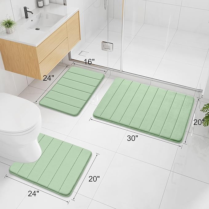 Buganda Memory Foam Bath Mat, 44" x 24", Ultra Soft and Non-Slip Bathroom Rugs, Water Absorbent and Machine Washable Bath Rug Runner for Bathroom, Shower, and Tub, Sage Green