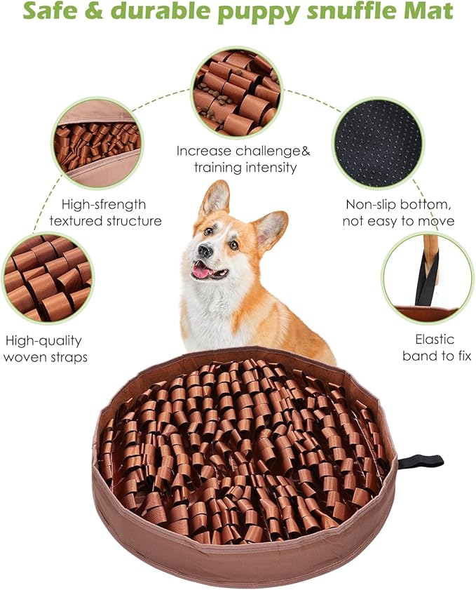 KeeKit Snuffle Mat for Dogs, 20x20 Inch Slow Feeder Mat, Interactive Feeding Game for Small & Medium Dogs - Encourages Natural Foraging, Mental Stimulation - Non-Slip Durable Design for Kibble/Treats