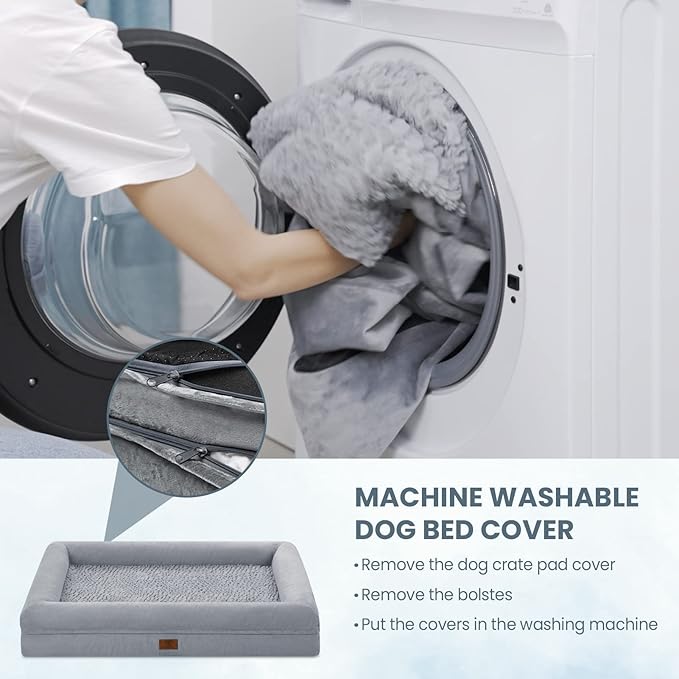 XL Orthopedic Gel Memory Foam Dog Bed, Washable Dog Bed with Removable Cover, Waterproof Non-Slip Bottom Big Pet Bed Couch
