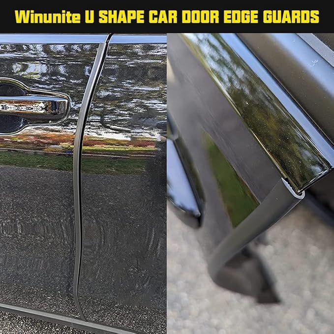 Winunite 65.6ft (20m) Car Door Edge Guards Black – Self-Adhesive PVC, U-Shaped, Fits Most Vehicles, Fade-Resistant, Scratch- and Chip-Resistant – Reduces Dings in Parking Lots