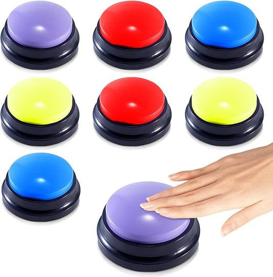 8 Pieces Voice Recording Button Dog Buttons for Communication Pet Training Buzzer Recordable Answer Buzzers Button Game Show Buzzers Funny Gift for Family Study Office Home Trivia Nights