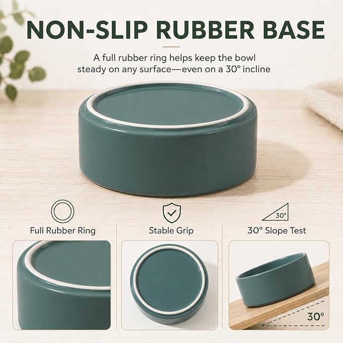 Havniva Cat Bowls Water Bowl Set of Two, 5.1” Ceramic Cat Food and Water Bowl Whisker Friendly Pet Food Bowls for Indoor Cats, Wide Cat Water Dish Prevent Whisker Fatigue Non Slip Cat Feeder