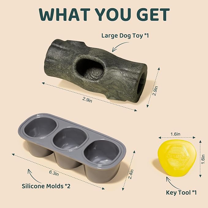 MENGJINGO Long-Lasting Interactive Dog Toys and Silicone Frozen Treat Tray - Keep Your Puppy Busy, Safe for Aggressive Chewers, Enrichment Toy for Medium & Large Dogs 25-75 lbs