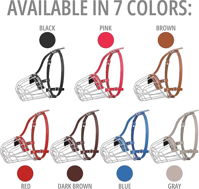 BRONZEDOG Pitbull Dog Muzzle Breathable Metal Basket for Large Dogs Amstaff Staffordshire Terrier Biting Chewing Barking (Leather, Pink)