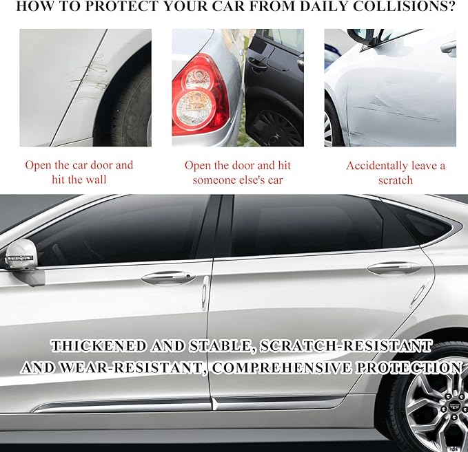 DXNQ 4 PCS Car Door Edge Guards, Anti-Scratch Door Edge Guards Trim Strip with Self Adhesive, Car Door Protector Bumper Guards for Most Cars Trucks SUVs, Exterior Car Accessories (White)