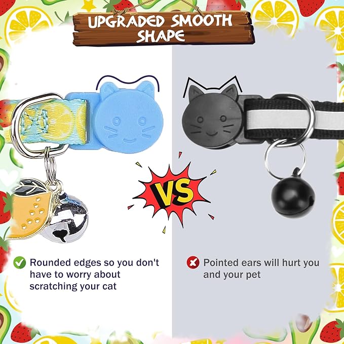 PUPTECK Cat Collar Breakaway with Bells, Kitten Collar Outfit Adjustable for Girl Boy Small Pet Puppy Bunny, Cute Costume Accessory with Safety Release Buckle (Bowtie-Fruit)