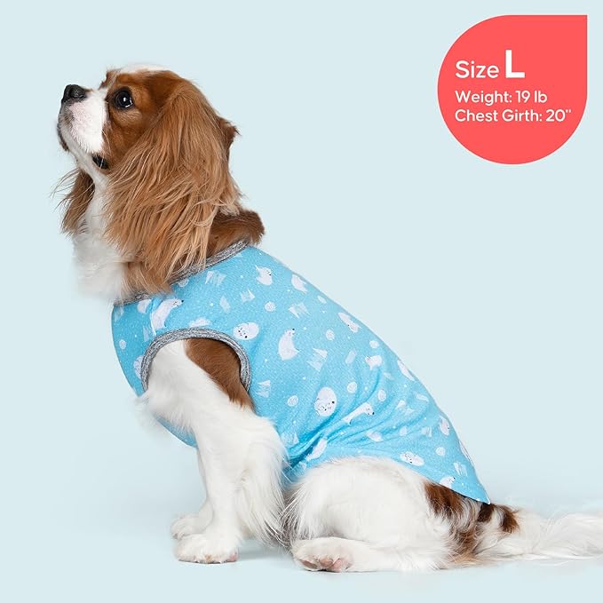 KYEESE 2Pack Dog Cooling Shirt, Breathable Dog Shirt for Small Dogs, Sun Protection Dogs Cooling Vest Tank Top, Lightweight Soft Sleeveless Summer Pet Clothes, Polar Bear+Ice, L