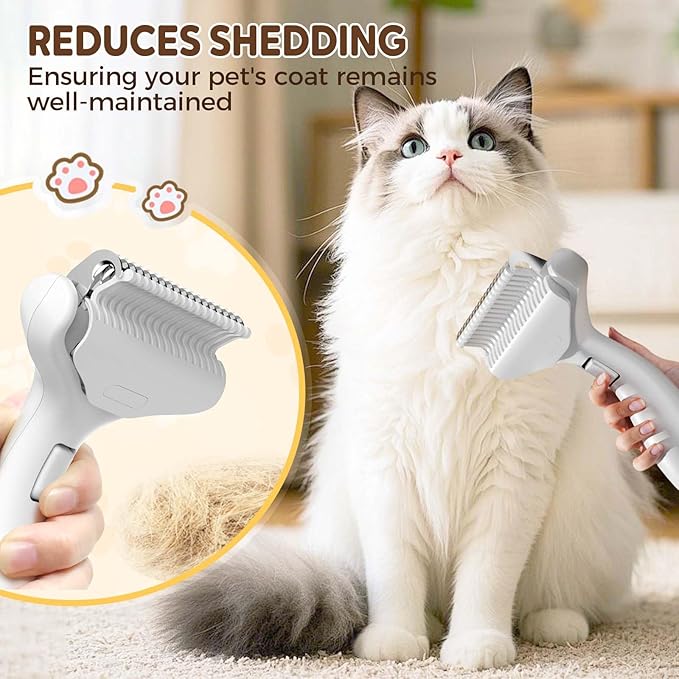 Dematting Comb for Dogs and Cats, Undercoat Rake Pet Brush for Long Hair, Dual-Sided Pet Grooming Brush Removes Tangles Knots and Loose Fur, Deshedding Grooming Tool (Orange)