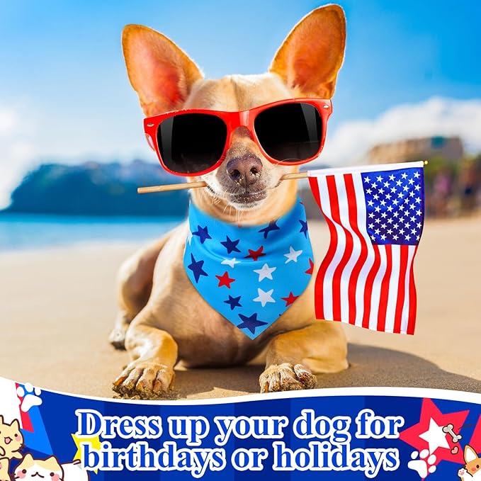 Sanwuta 72 Pcs 250th Anniversary Dog Bandana Bulk Patriotic USA Flag Washable Puppy Triangle Scarfs 4th of July Cat Bandanas Adjustable Soft Pet Triangle Bibs for Small Medium Dogs Cats Pets Costume