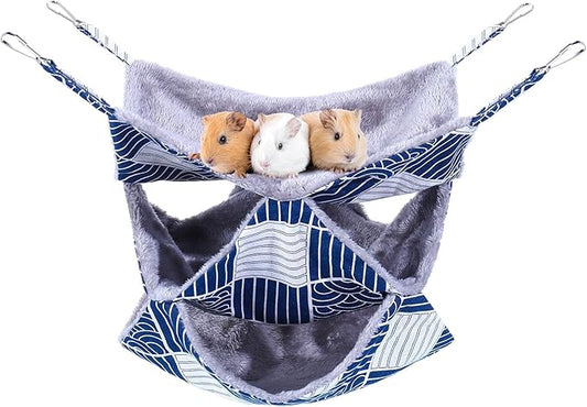 3 Tier Guinea Pig Cage Accessories,Ferret Rat Hammock, 13.7x13.7 Inches,Pet Cage Hanging Bunkbed Hammock for Small Animals, Guinea Pig, Ferret, Squirrel, Chinchilla, Rat,Parrot