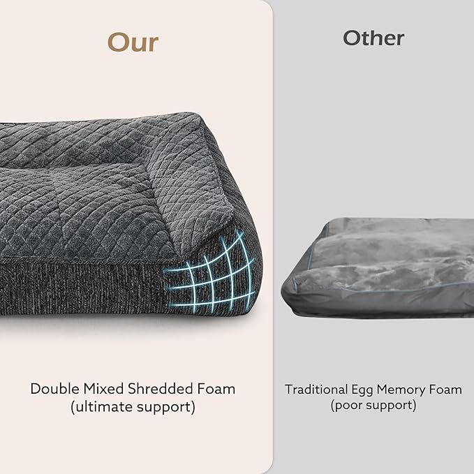 JOEJOY Orthopedic Dog Bed Medium Sized Dogs, Extra Thick Supportive Big Dog Couch Bed with Sides, Ultra Soft Pet Bed Sofa, Grey, 35''x25''
