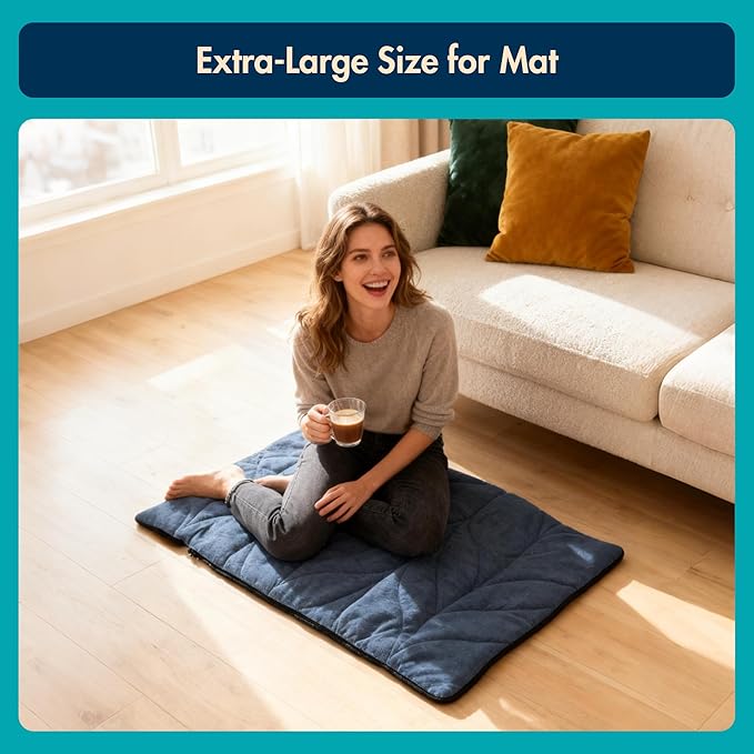 Vagascape Dog Bed, Waterproof Pet Bed with Washable Removable Cover, Comfort Cat Dog Pad for All Seasons, Heating Navy Blue Rectangle Cat Mat with Nonskid Bottom(31"x20")