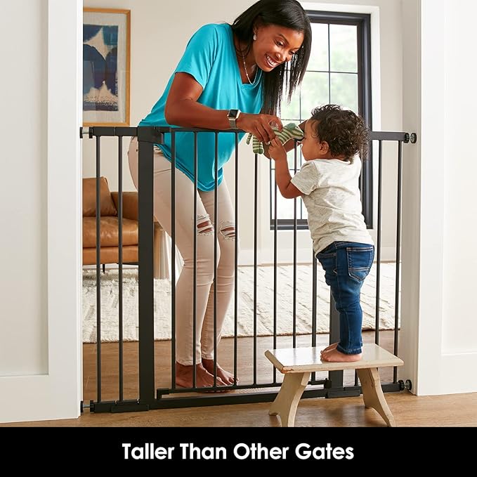 Cumbor 36" Extra Tall Baby Gate for Dogs and Kids with Wide 2-Way Door, 30"- 46" Width, and Auto Close Personal Safety for Babies and Pets, Fits Doorways, Stairs, and Entryways, Black