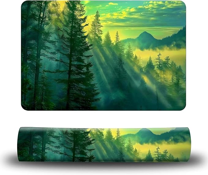 Dog Food Mat, 15.7" x 23.6" Absorbent Pet Feeding Mat for Food and Water, Waterproof Diatom Mud Pet Placemat with Non-Slip Rubber Backing, Easy Clean Cat Bowl Mat for Floors - Green Forest