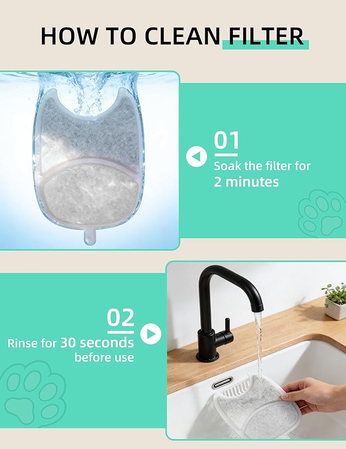 5 Pack Replacement Filters for YL40F PRO Cat Water Fountain, 6-Layer Filtration, Compatible with YL40F PRO 4L Wireless Pet Water Fountain (5 Set Filters)