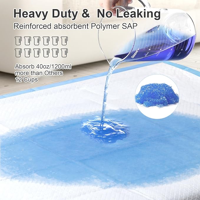Upgraded 4XL 36"x36" 6 Layers Dog Pee Pads, 100 CountsUltra Absorbent Pee Pads, Absorb up to 12 Cups, Leak-Proof & Quick Dry Puppy Pads for Puppy,Surgery, Older,Cats, Rabbits,100pcs