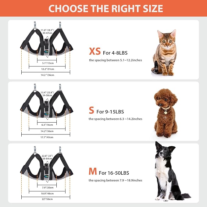 Ownpets Pet Grooming Hammock, Dog Grooming Hammock with Carabiners, Breathable Pet Grooming Harness Sling for Grooming, Hair Nail Trimming Cutting & More, S