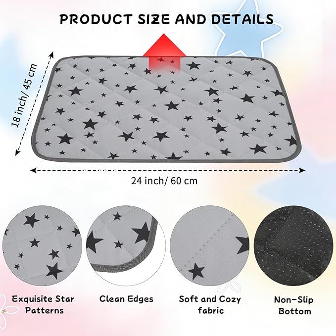 Pesonlook 4 Pack Self Warming Cat Bed Mats Self Heating Pet Mat Soft Gray Star Pattern Crate Pad Thermal Pet Mat Kennel Anti Slip Washable Warming Bed Mats for Outdoor and Indoor (18 x 24 inch)