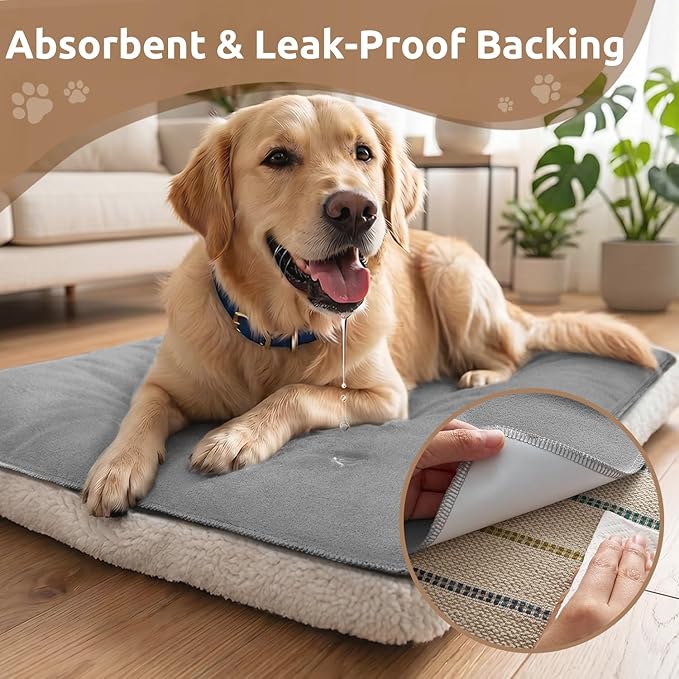 MontVoo Washable Dog Bed Cover, Absorbent Quick Dry Pet Bed Sheet, Easy Hair Removal Couch Covers for Dogs/Cats, 32x45 Inches, Waterproof PU Backing Dog Bed Mat for Car Seat, Crate, Cover Only, Grey