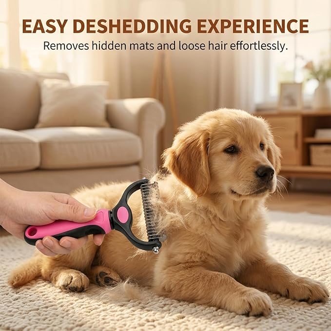 Sakerplus Pet Grooming Tool for Dogs & Cats, Professional Deshedding & Dematting Brush, Stainless Steel Undercoat Rake for Long & Short Hair Pets, Gentle Pet Hair Remover Comb (Blue,Small+Large)