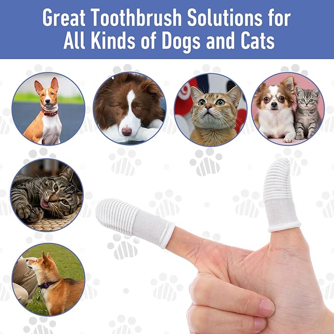 Pet Dental Care Kit 60 PCS Dog Finger Toothbrush Set Soft Finger Toothbrush for Dog Teeth Cleaning Washable Pet Dental Care Kit with Cleaning Wipes for Small Dogs Cats Puppies & Kittens at Home