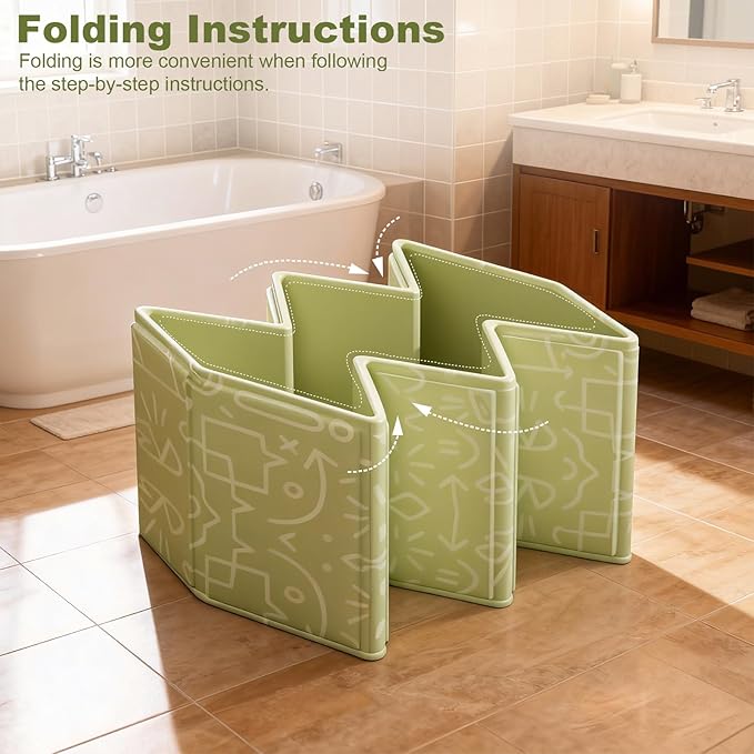 Foldable Dog Bathtub for Small to Medium Dogs & Cats, Collapsible Pet Bath Tub with Side Drain Plug, Portable Puppy Wash Tub, Rigid Panels, Fold-Flat for Carry & Storage