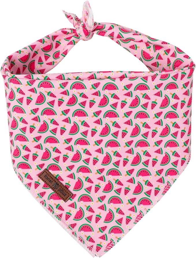 Lionet Paws Summer Dog Bandana Washable Cotton Pink Handkerchief Scarf Triangle Watermelon Bandana for Small Medium Dogs Girl Female