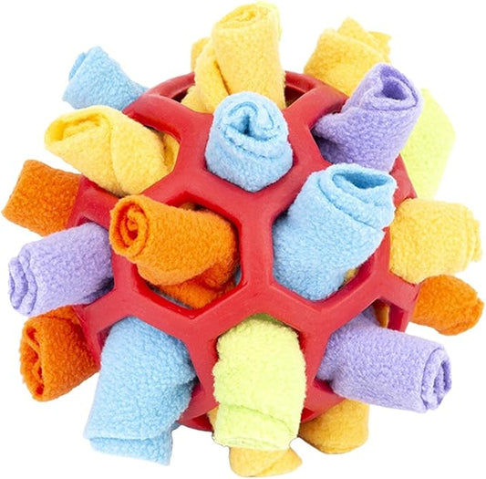 Dog Snuffle Ball Foraging Snuffle Mat Dog Puppy Treat Dispenser Slow Feeder Interactive Dog Toys Dog Puzzle Toys (Red)