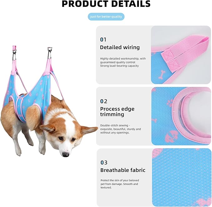 Pet Beauty Hammock, Anti Bite and Anti Scratch Cat and Dog Bath Care Beauty Auxiliary Hammock, Pet Nail Trimming Fixed Bracket, Dog Nail Trimming Hanging Harness (L/Load-Bearing:23-33)