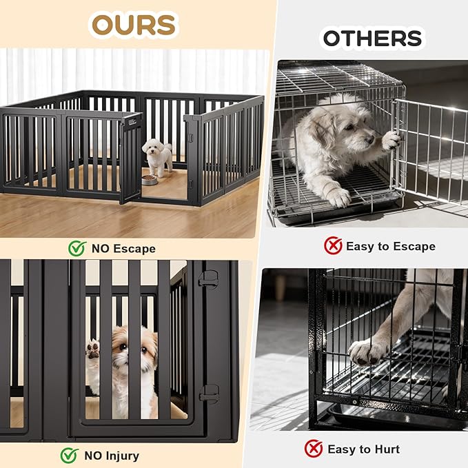 Dog Playpen, Clear Dog Pen, Dog Pen Indoor, Easy to Install and Remove Dog Play Pen, Puppy Playpen Suitable for Dogs, Cats,Dog Playpen Indoor (Black, 23.6 inch Height, 12 Panels)