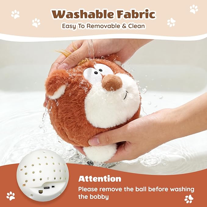 Moving Dog Toys, Interactive Dog Toys to Keep Them Busy, Jumping Squeaky Plush Chew Toys for Small Dogs, USB Rechargeable
