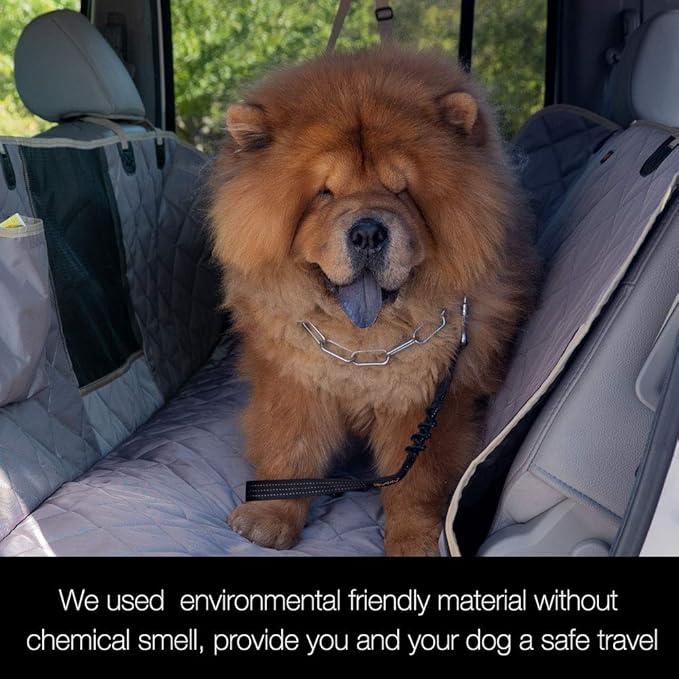 56" Wx60 L Dog Car Seat Cover for SUV & Truck, Heavy Duty 900D Waterproof Pet Hammock with Mesh Window, Odorless Scratchproof Backseat Protector for Large Dogs, Fit Model Y, F-150, RAV4 - Grey