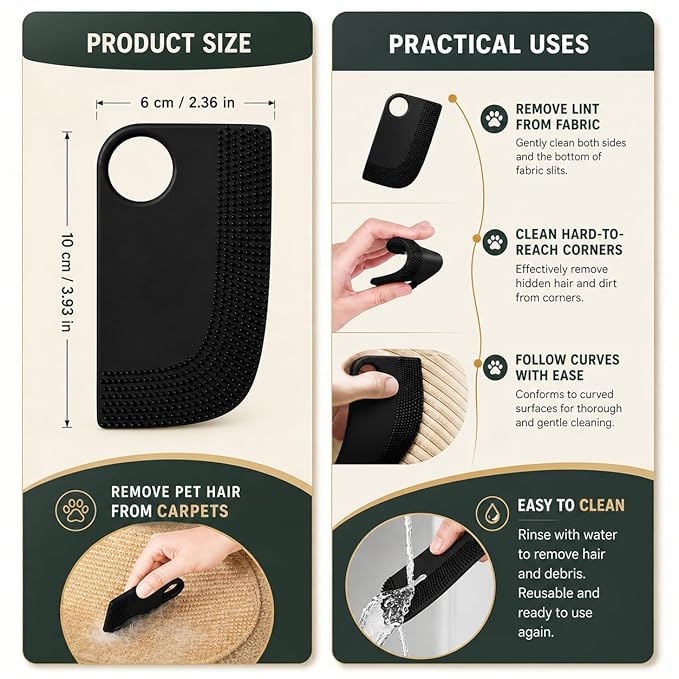 Pet Hair Remover & Grooming Glove Reusable Fur Remover Tool for Dogs & Cats – Large Electrostatic Lint Remover for Furniture, Couch, Clothes,Carpet & Car