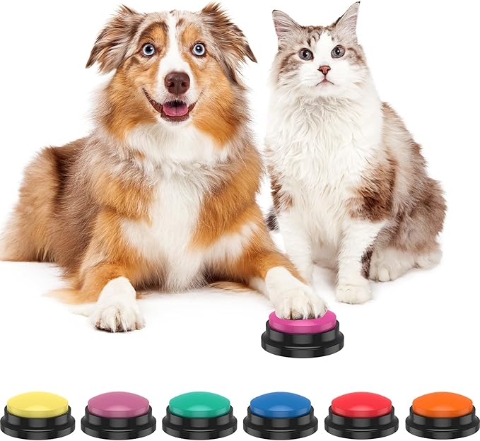 6Pcs Dog Talking Button Recordable Dog Communication Button Colorful Pet Training Buttons Battery Powered Pet Training Buzzer Clear Recording Dog Button Easy to Use for Dogs Pets Speech Home