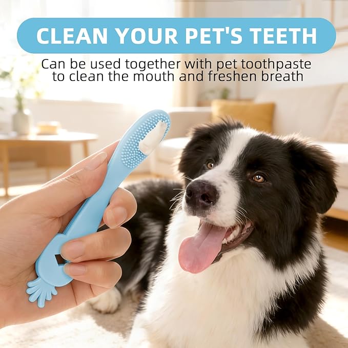 Blue Pineapple-Shaped Dog Finger Toothbrush Soft TPR Anti-Slip Dog Finger Toothbrush Cover Fun Cat Fingerbrush Tooth Cleaning Tool Pet Dental Care Toothbrush for Dogs and Cats 5.98in/15.2cm