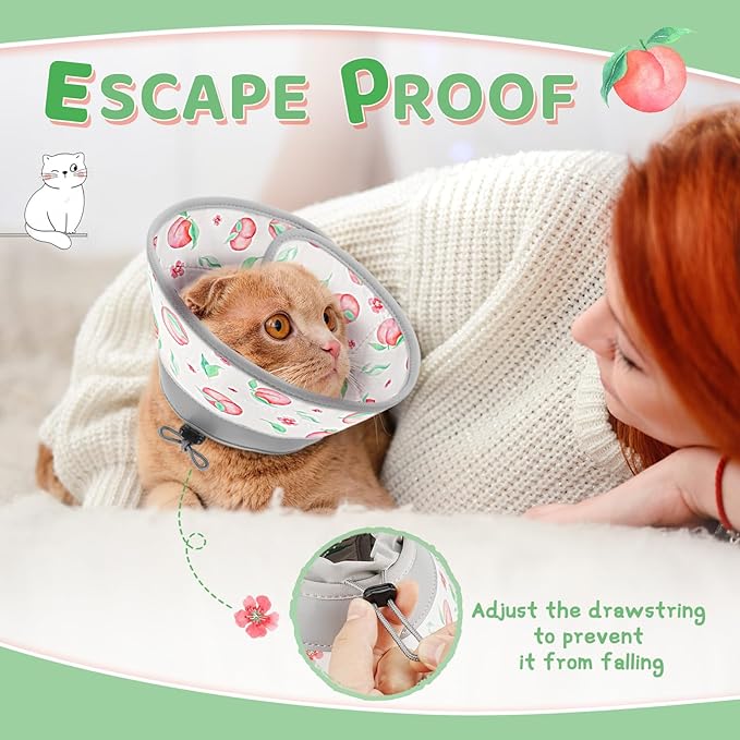 Cat Cone Collar Soft to Stop Licking, Adjustable, Foldable Lightweight Kitten Cones After Surgery Recovery for Cats & Kittens, Cat Cone Alternative, Easy Eating (PinkWhite, M)