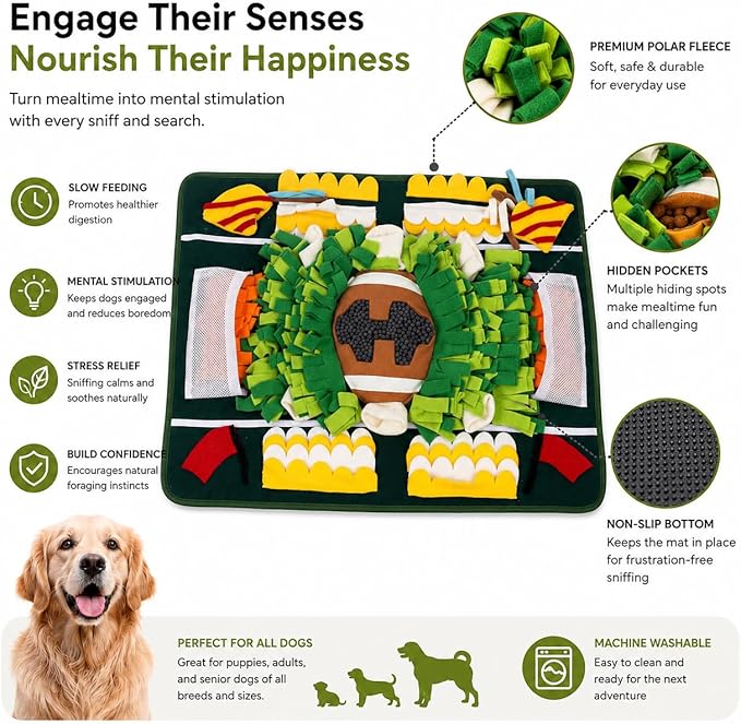 Dog Snuffle Mat for Small & Medium Dogs, Interactive Puzzle Toy for Mental Stimulation, Non-Slip Slow Feeder Foraging Mat for Indoor Feeding Training