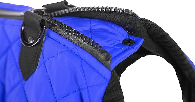 Gooby Fashion Vest Dog Jacket - Blue, Small - Warm Zip Up Bomber Vest with Dual D Ring Leash - Winter Water Resistant Small Dog Sweater