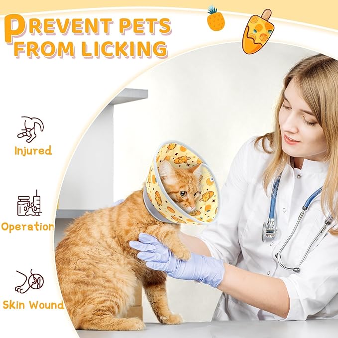 Cat Cone Collar Soft to Stop Licking, Adjustable, Foldable Lightweight Kitten Cones After Surgery Recovery for Cats & Kittens, Cat Cone Alternative, Easy Eating (Orange, M)